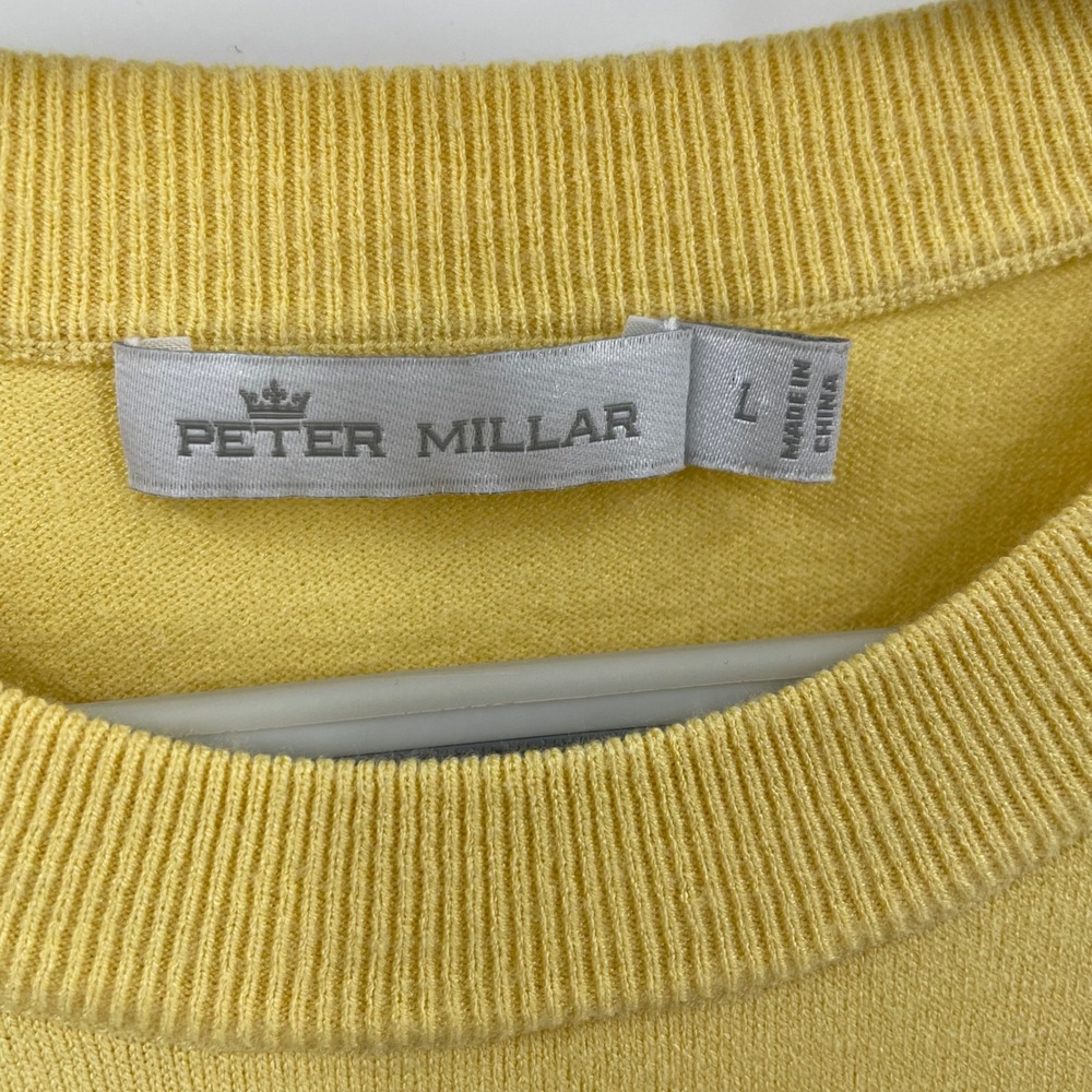 Peter Millar Womens L Yellow Mixed Knit Raglan Crewneck Golf Pullover Sweater - Picture 6 of 8
